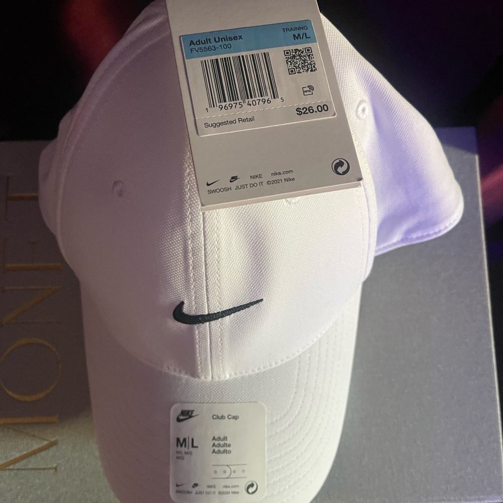 Nike White Club Cap with Black Swoosh